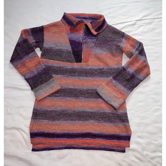 Daily Practice Anthropologie Tunic Sweater Size XS Purple Pink Stripe Soft Cozy - Picture 2 of 13